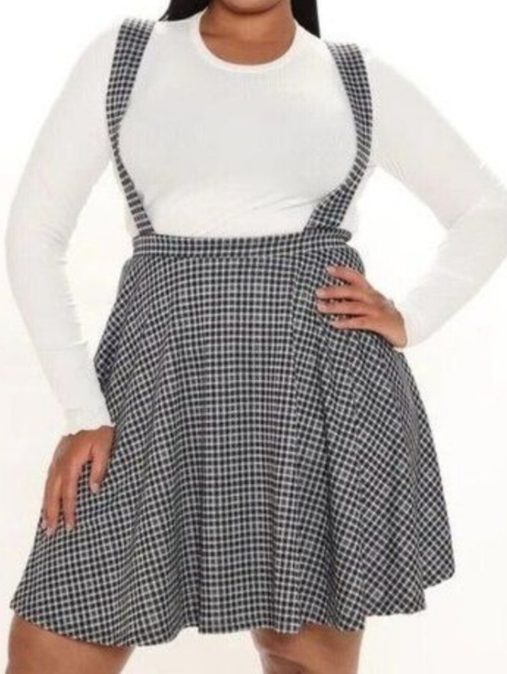 Nwot Fashion Nova Devina Houndstooth Overall Mini Dress 2x